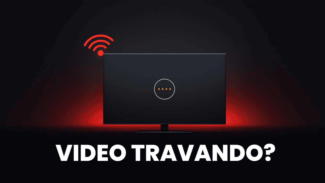 TV com rodinha de carregamento e sinal de wifi fraco, sobre video travando
