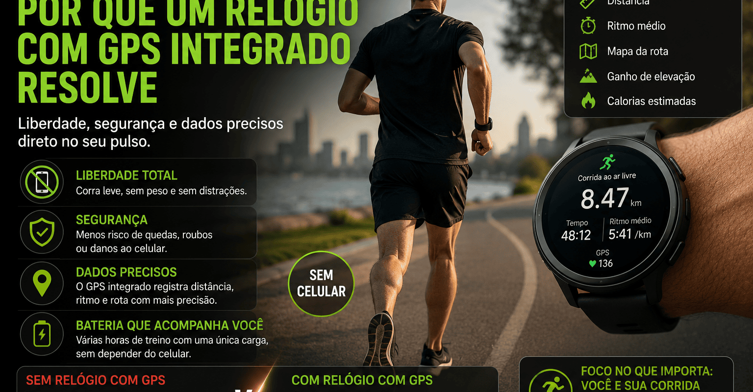 Correr sem levar o celular: por que um relógio com GPS integrado resolve