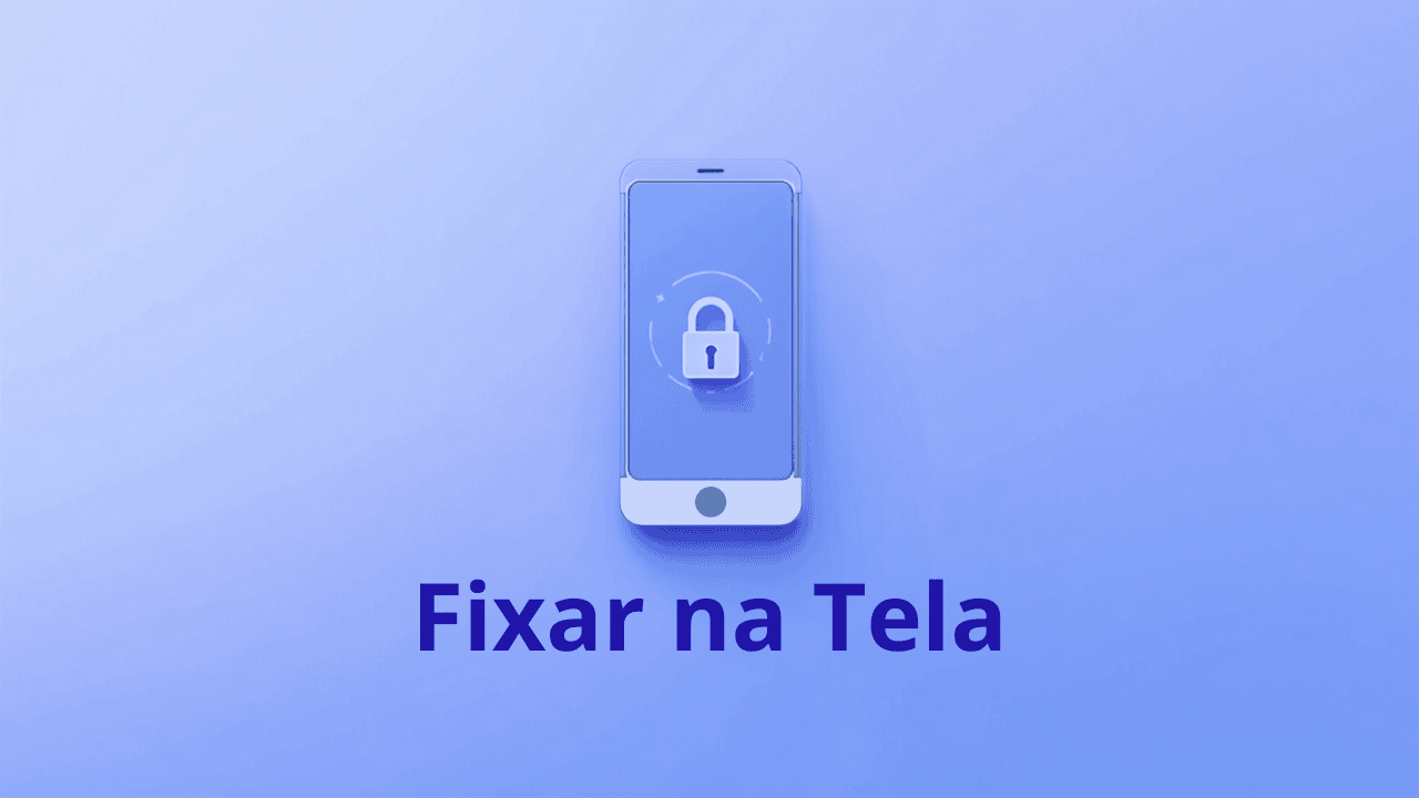 Ilustração de um celular com um cadeado na tela, representando a fixação de um app na tela do Android.